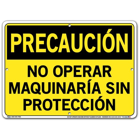 Vestil Aluminum Composite Sign, 10-1/2" Height, 14-1/2" Width, Aluminum Composite, Rectangle, Spanish SI-C-25-C-AC-130-S